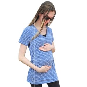 GAP Blue Striped V-Neck Maternity Top